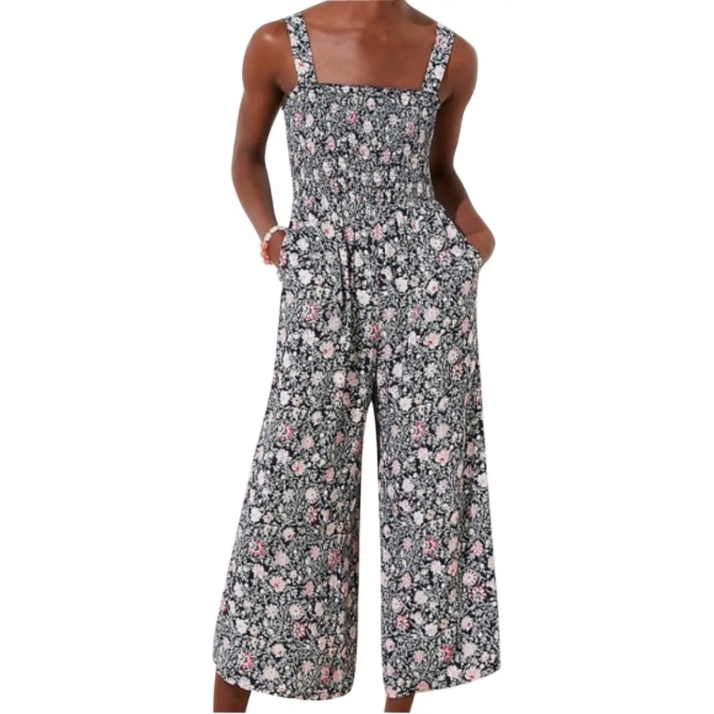 NWT LOFT Floral Wide Leg Cropped Tank Jumpsuit / Romper